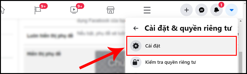Mở C&agrave;i đặt Facebook
